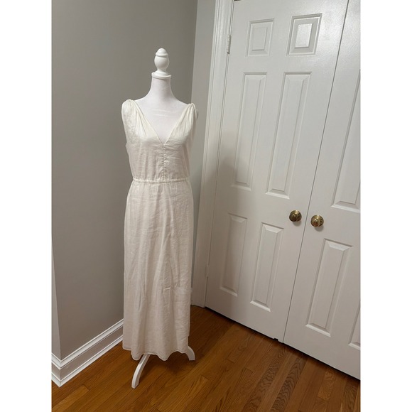 GAP Dresses & Skirts - Gap White V-Neck Grecian Sleeveless Maxi Dress with Pockets Size 10